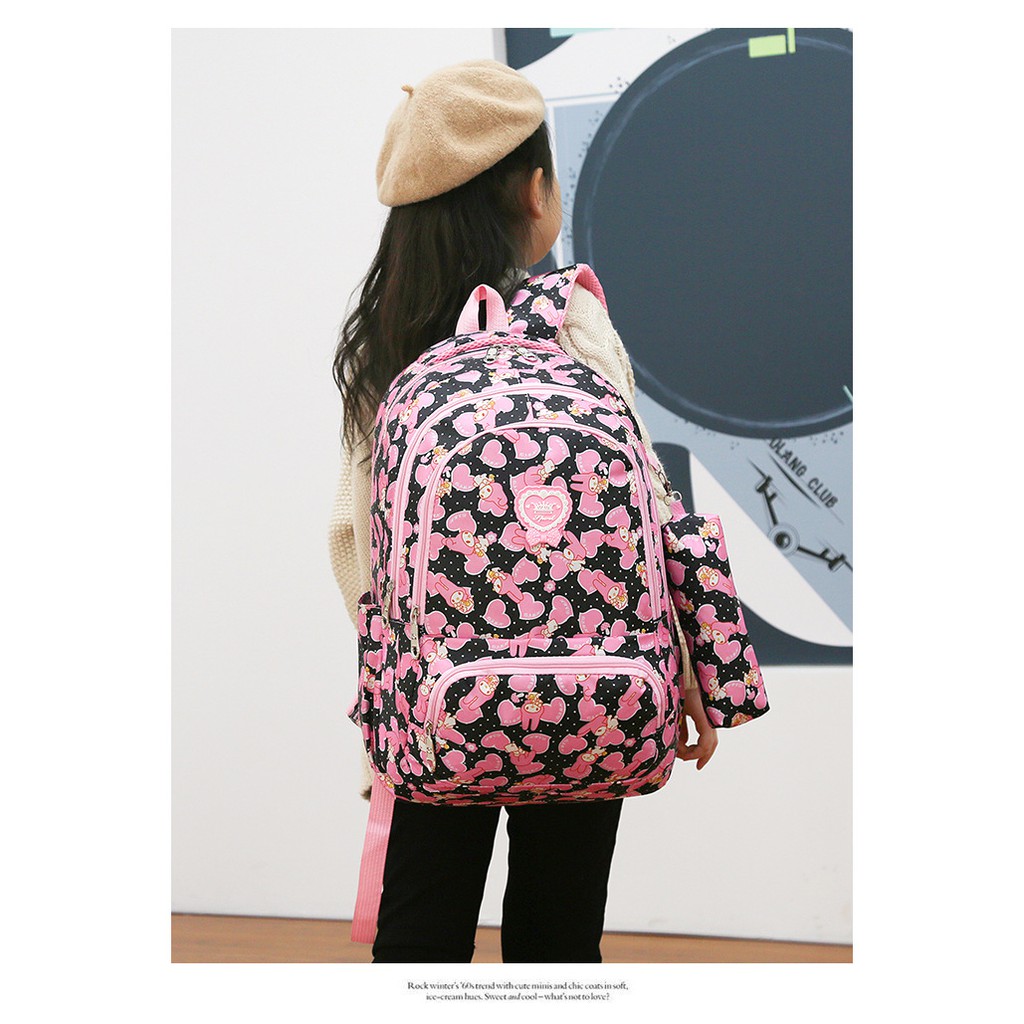 Balo đi học cho bé gái tiểu học có kèm bóp ví đựng bút, cặp sách họa tiết nhí siêu đẹp cho bé cấp 2,3 chất đẹp giá rẻ