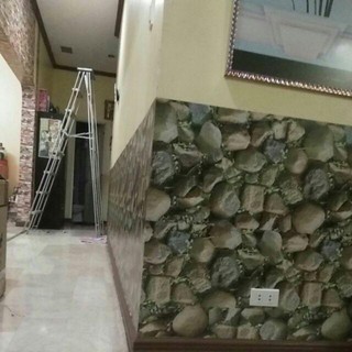 ( tặng kèm dụng cụ ) combo 10m giấy dán tường đá rêu 3d