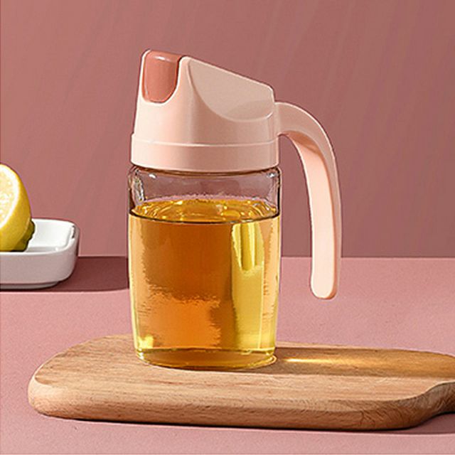 Chai đựng dầu ăn, bình đựng dầu ăn nước mắm xì dầu tự động đóng mở nắp màu Hồng