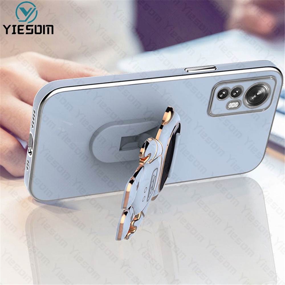 Ốp Điện Thoại Silicon Dẻo Vuông Mạ Màu Sang Trọng Có Giá Đỡ Cho Xiaomi 12 11T 10T 12T Pro Mi 11 12 Lite 5G NE