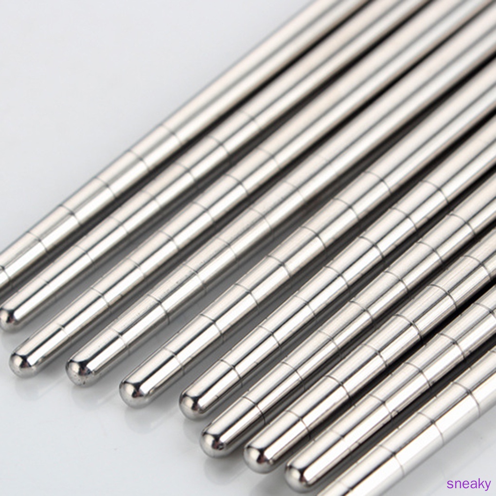 Set 5 đôi đũa kim loại chống trượt bằng thép không gỉ phong cách Trung Hoa