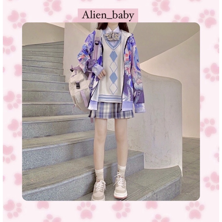 Áo khoác hoodie zip in hình anime nhân vật REM