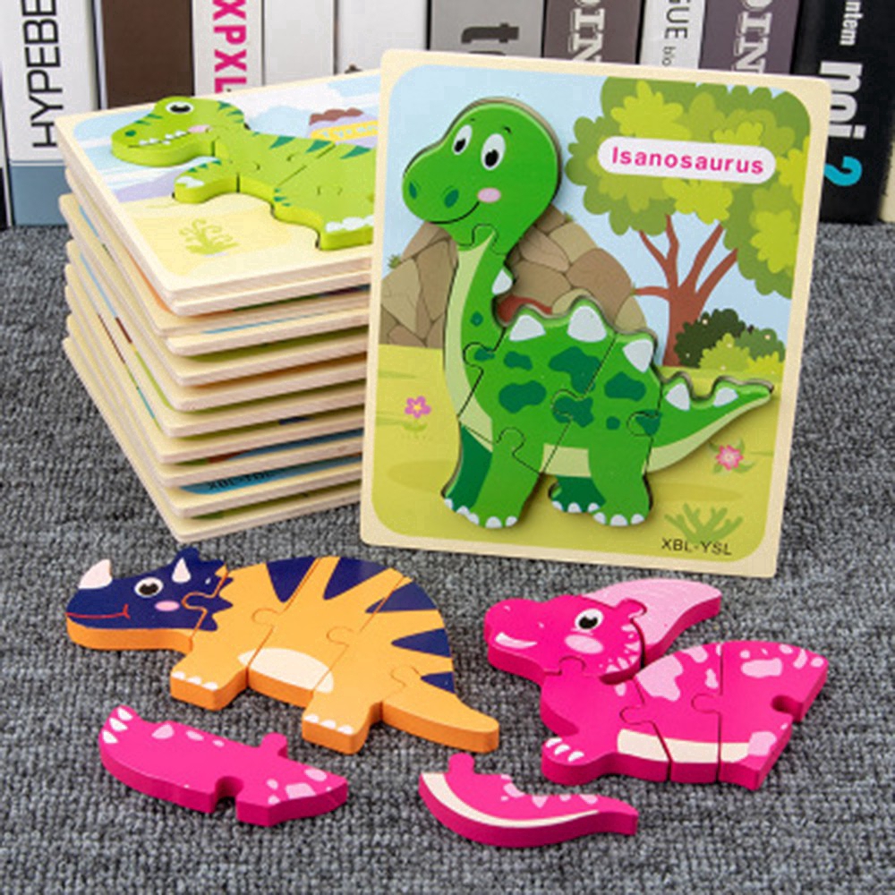 Kids 3D Dinosaur Hand Grasping Jigsaw Early Learning Educational Toys 120PCS Cartoon Intellectual Development Puzzle Toy