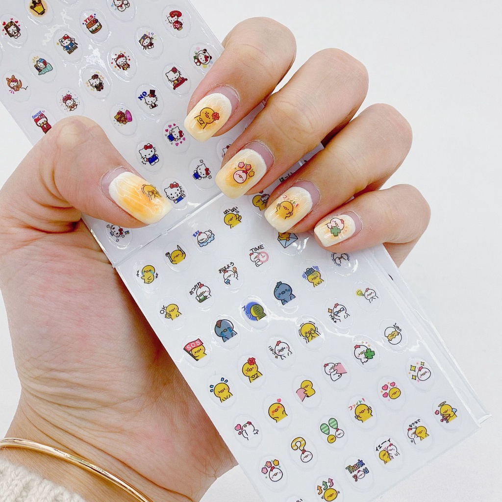 Sticker, hình dán móng tay họa tiết dễ thương cho bé gái hộp gồm 5 tờ