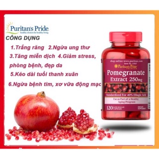 Viên Uống Chống Nắng , Đẹp Da Pomegranate Extract 250 mg - 120 viên Của Mỹ