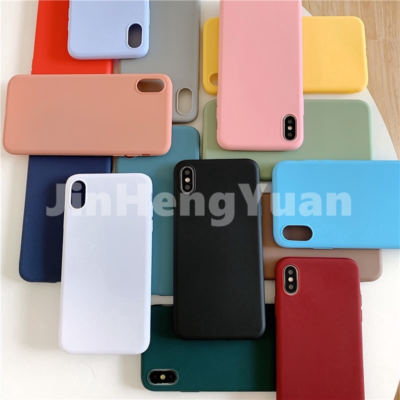 Ốp điện thoại thời trang siêu mỏng màu trơn cho iPhone 6 6s 7 8 Plus X XS MAX XR