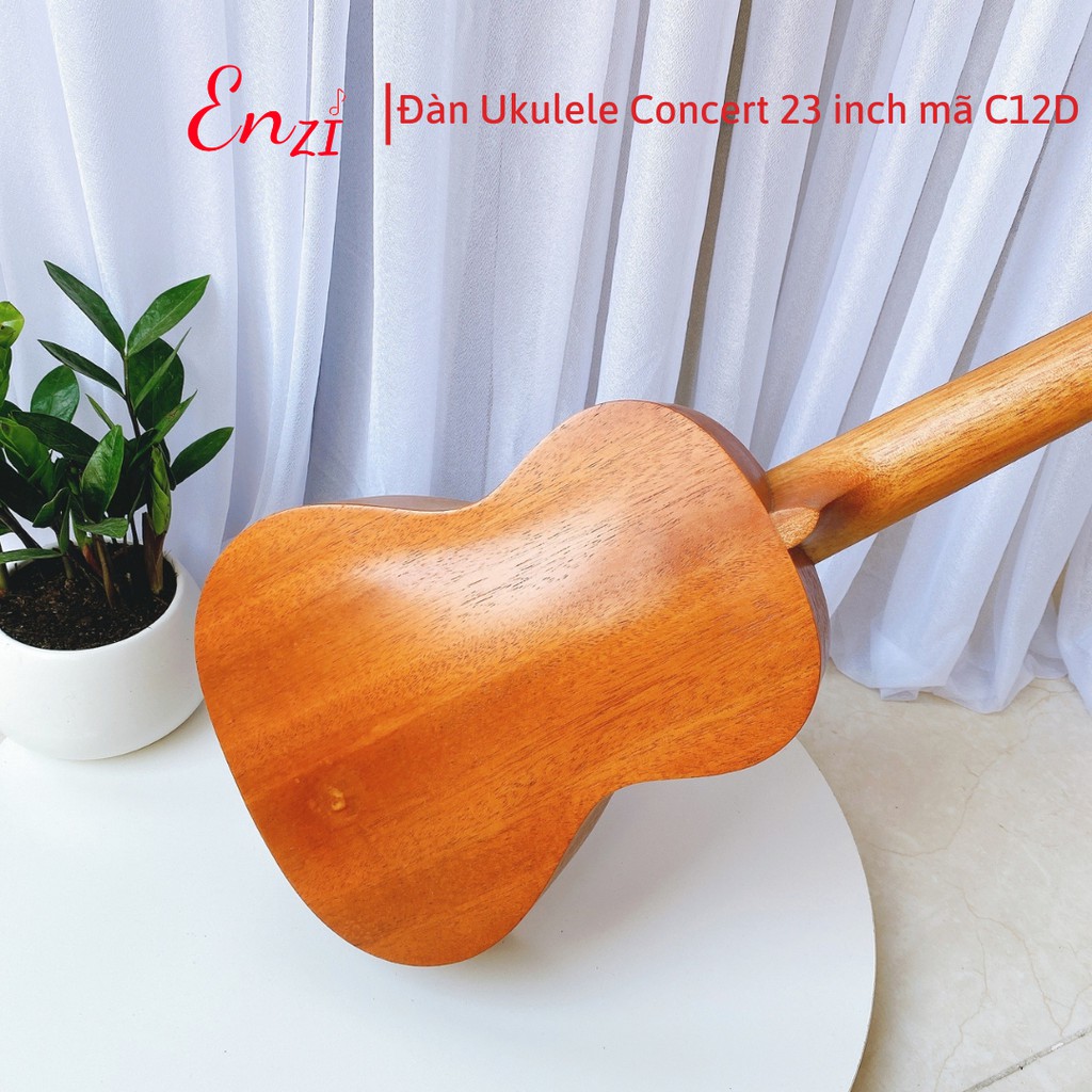 Đàn ukulele size 23 concert Enzi C12D gỗ chất lượng có chốt đàn, âm thanh chuẩn cho người mới bắt đầu