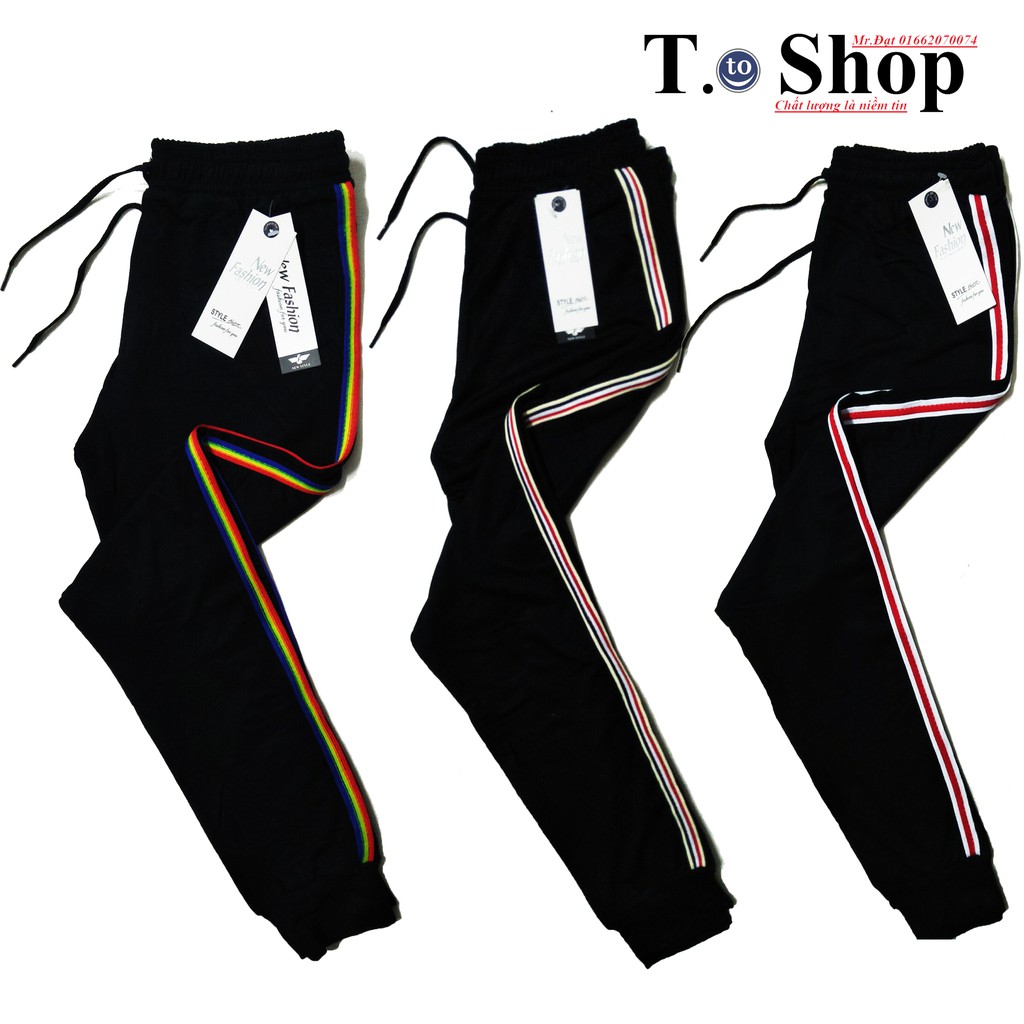 Quần thun jogger nữ - nam  - legging dây sọc sắc màu ( 3 Loại - bo chân - ảnh + video thật)