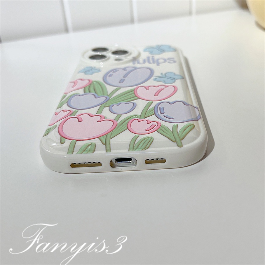 Ốp Điện Thoại Mềm In Hình Hoa Tulip Cho iPhone 14 13 12 11 Pro Max X XR Xs Max 8 7 6 6s Plus SE 2020