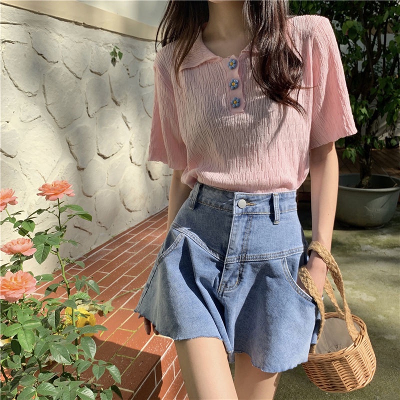 Áo Thun Dệt Kim Tay Ngắn Cổ Polo Thiết Kế Mới Thời Trang Mùa Hè Dành Cho Nữ