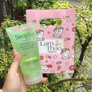 Sữa Rửa Mặt Dạng Gel Simple Kind To Skin Refreshing Facial Wash