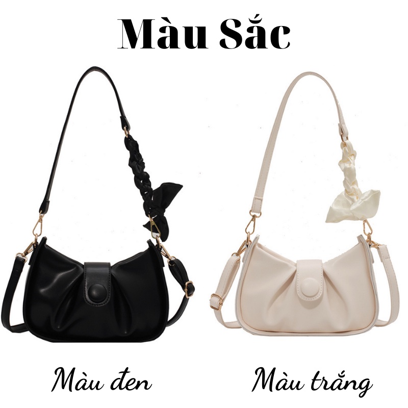 Túi xách nữ kẹp nách quấn khăn dây nơ đeo vai cao cấp SONASI TXN003