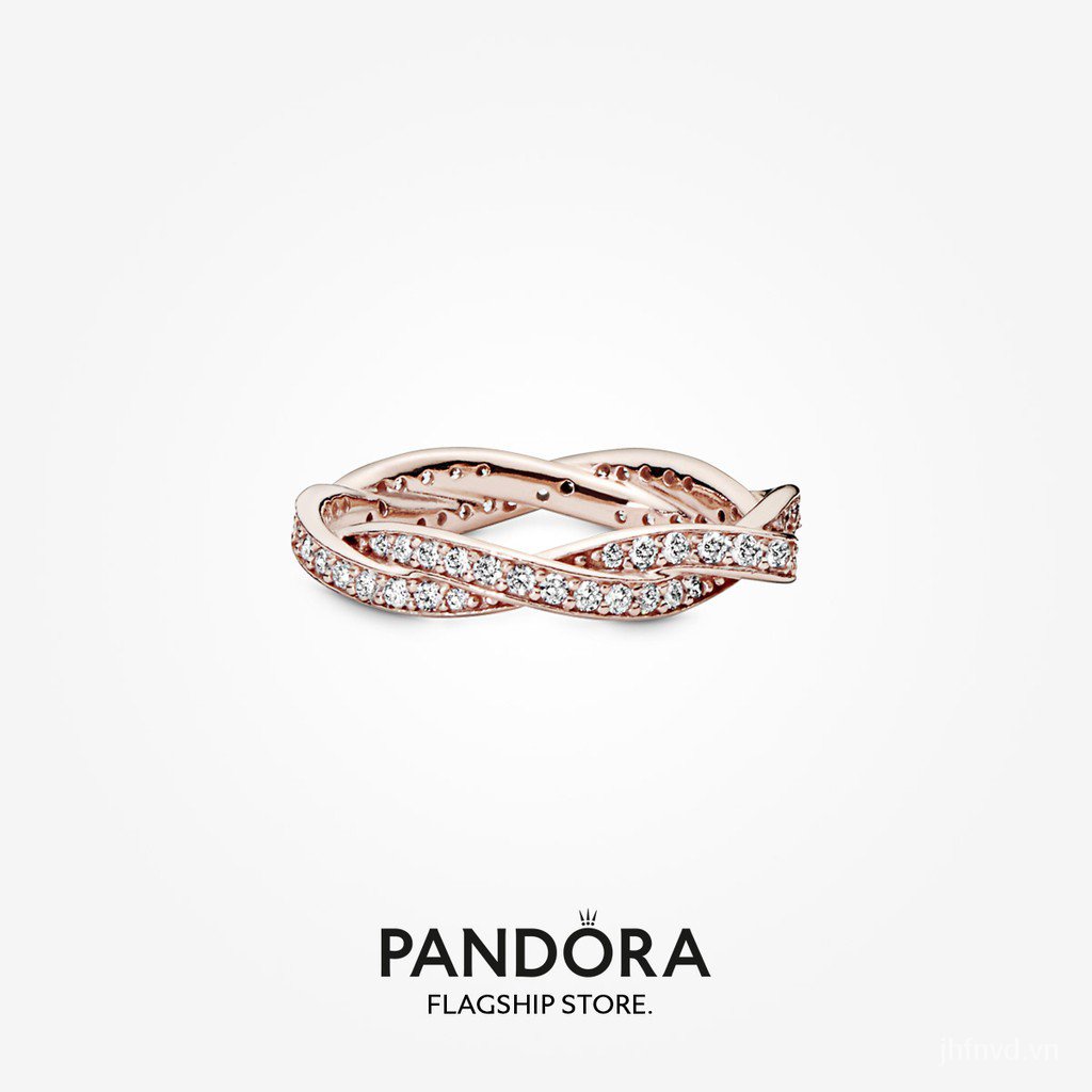 Nhẫn Pandora 14k mạ vàng hồng đính đá lấp lánh
