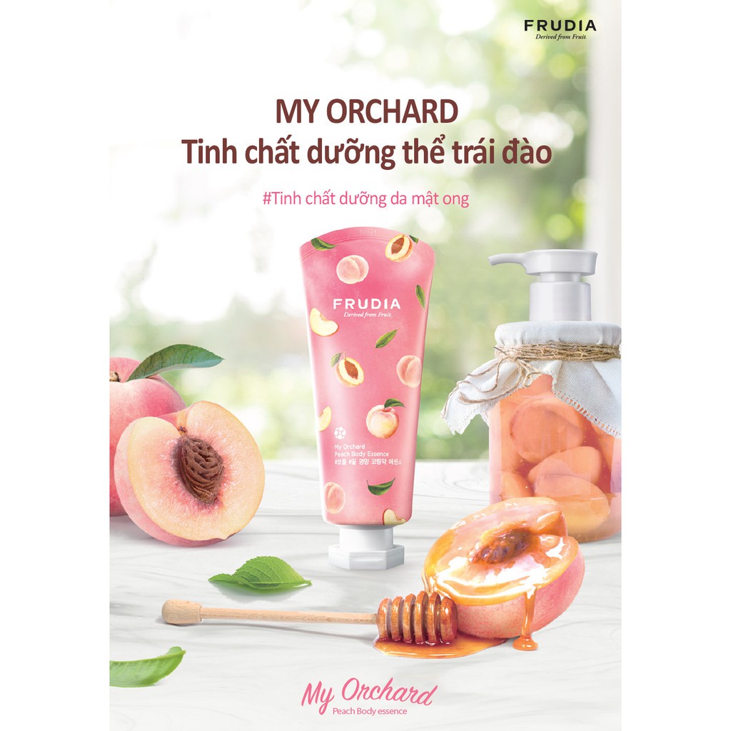 [Tặng 88k] Tinh Dầu Dưỡng Thể Chiết Xuất Từ Trái Đào Frudia My Orchard Peach Body Essence 200ml