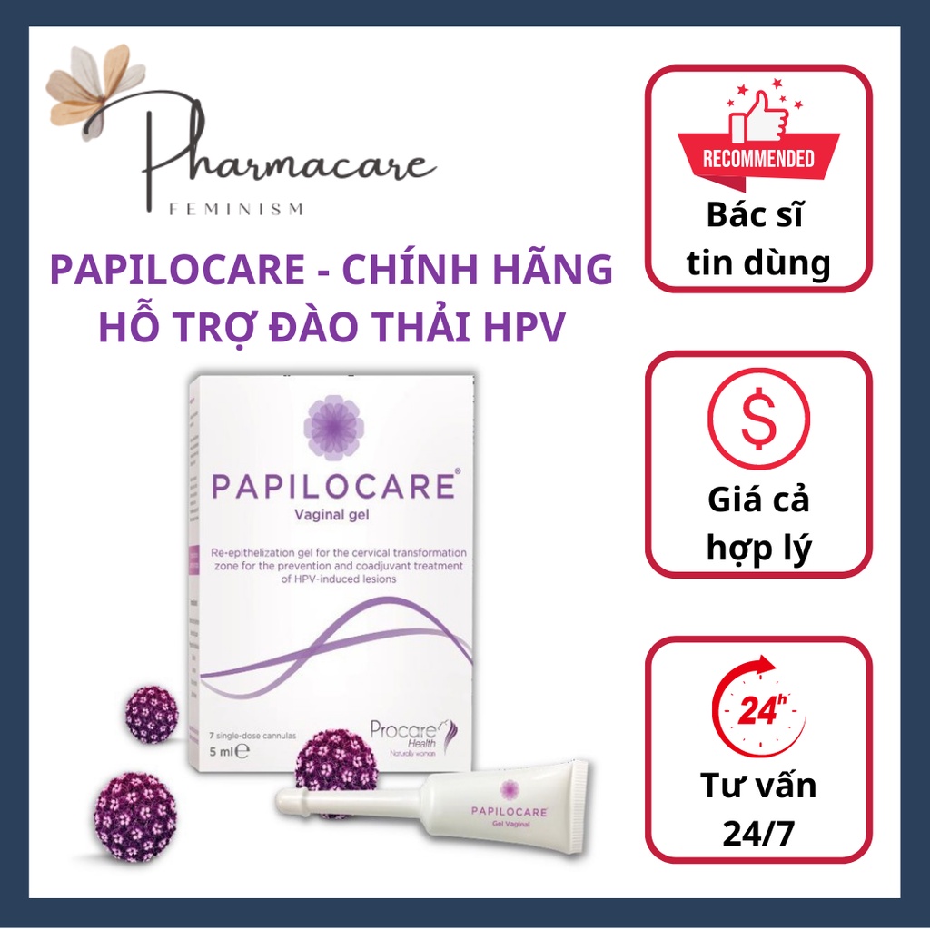 PAPILOCARE HỘP 7 TUBE GEL PHỤ KHOA HỖ TRỢ ĐÀO THẢI VIRUS HPV