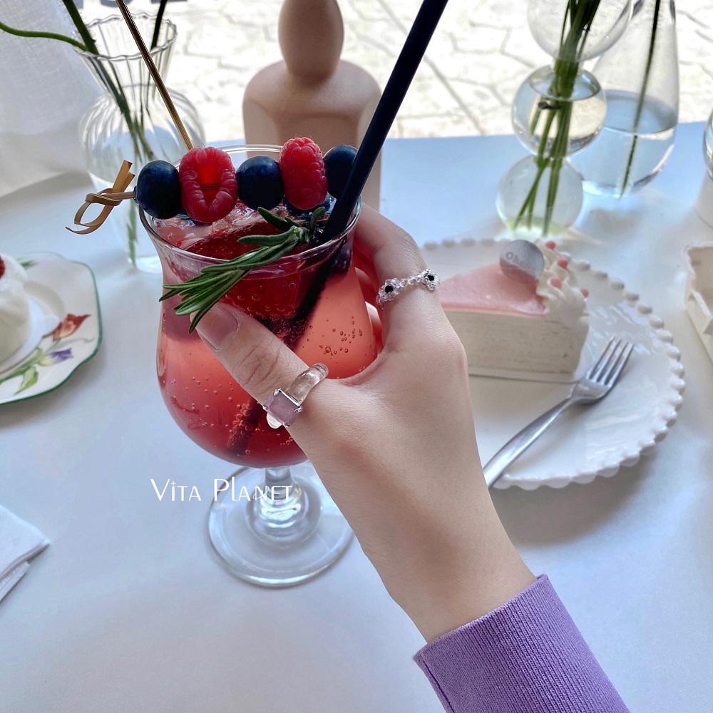 IF ME Nhẫn bằng nhựa màu sắc trong suốt phong cách Hàn Quốc cho nữ