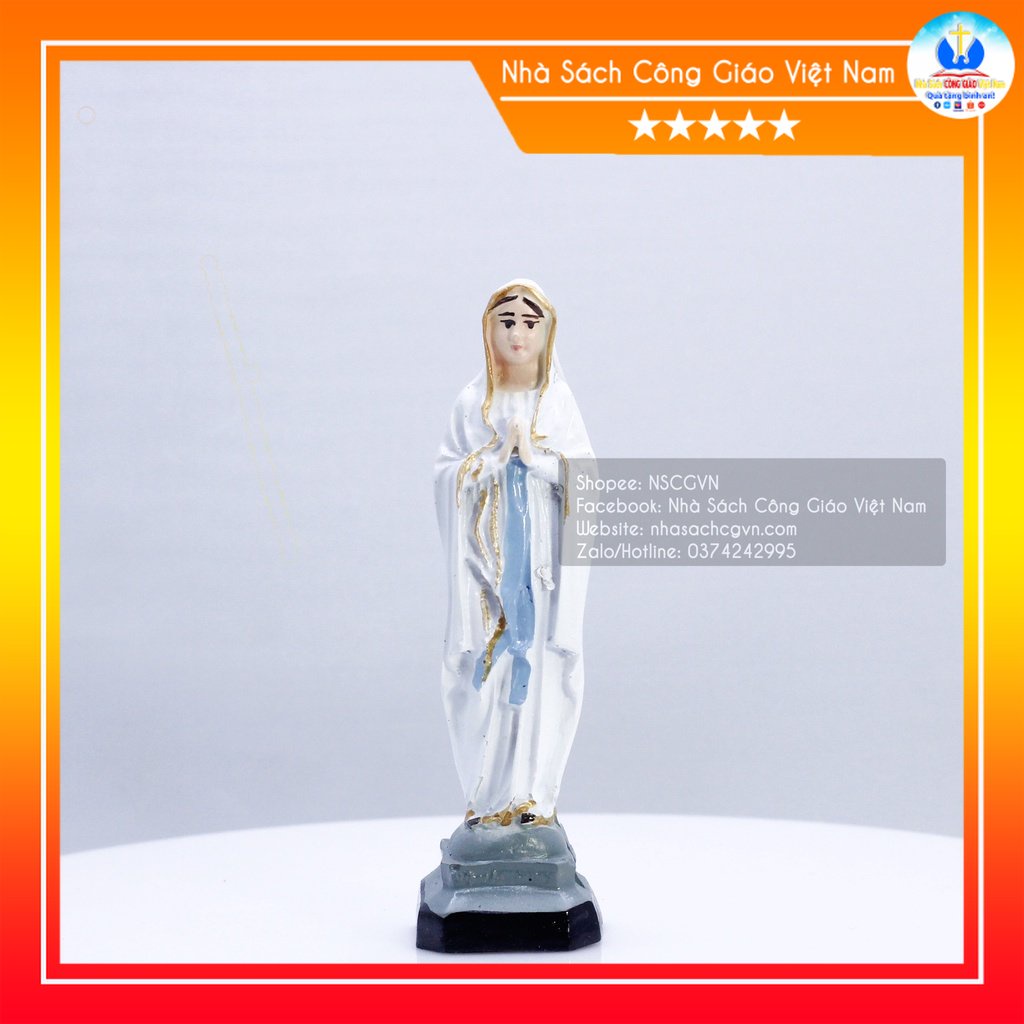 Tượng Đức Mẹ Maria, Mẹ Lộ Đức 9cm để xe ô tô, để bàn N18-2 Quà tặng Công Giáo