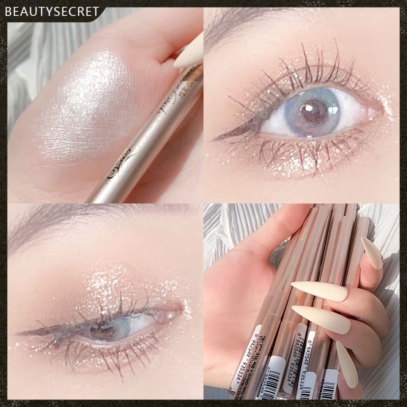 Bút bắt sáng ánh nhũ lấp lánh trang điểm mắt Glitter eyeshadow stick highlighter pen beginner pearlescent eyeshadow pen waterproof champagne gold does not smudge and does not take off -beauty