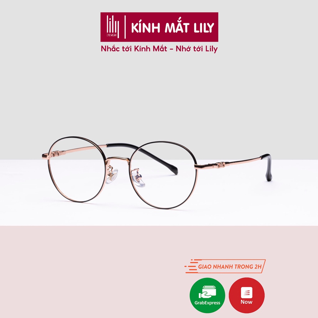 Gọng kính giả cận nữ Lilyeyewear mắt tròn TITANIUM dẻo thanh mảnh phù hợp mặt nhỏ 2840 - Hàng nhập khẩu