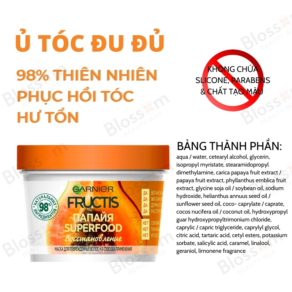 [390ml] Mặt nạ ủ tóc 3 In 1 Superfood của GARNIER Hair food Fructis Masque