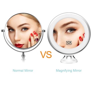 10X Magnifying Makeup Mirror with LED Light Suction Cup 360° Rotating