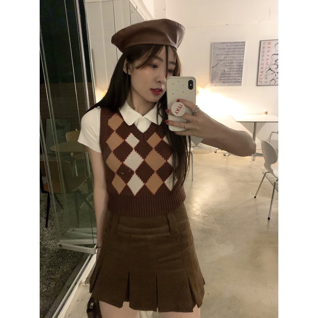 Bộ Áo Dệt Kim + Chân Váy Xếp Li Xinh Xắn Dành Cho Nữ | BigBuy360 - bigbuy360.vn