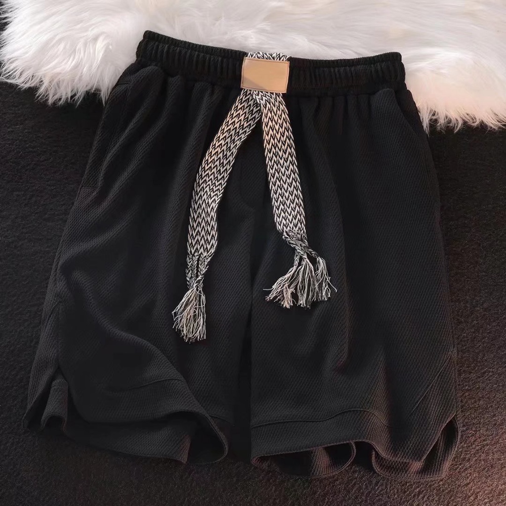 Quần Short Thể Thao Lưng Thun Ống Rộng Phong Cách Hip Hop Nhật Bản Cho Nam