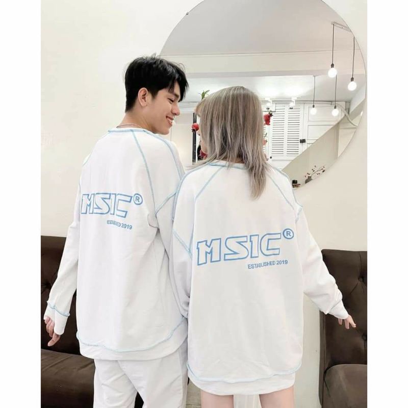 Áo sweater nỉ Msic/Stop Sad chỉ nổi dài tay unisex dưới 65kg nam nữ