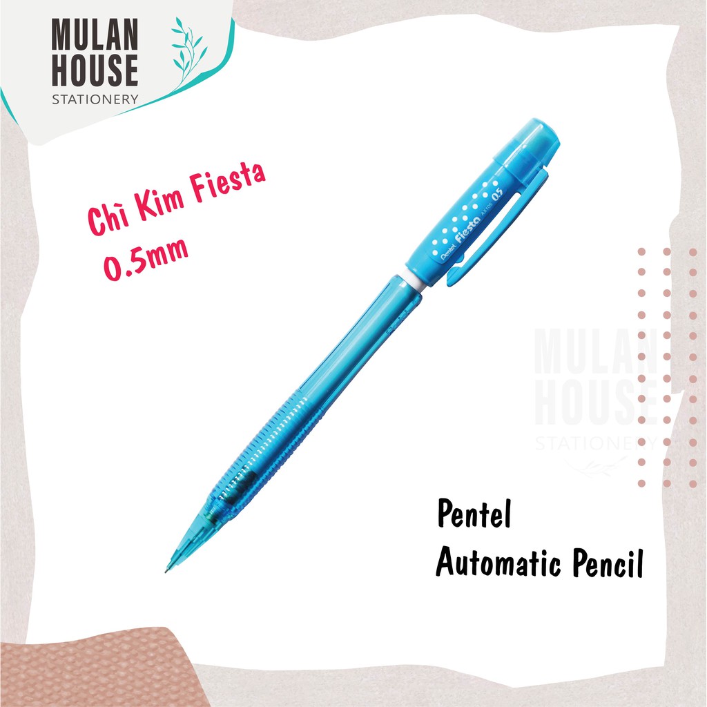 (Hàng chính hãng) Bút chì kim bấm Pentel Fiesta AX105C 0,5mm (03 màu chọn Xanh lá/Vàng/ Xanh Da Trời)