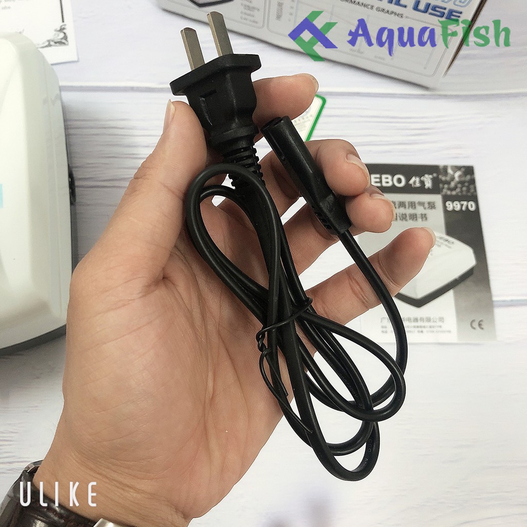 Máy Sủi Tích Điện JEBO 9970 (máy sủi khí tích điện 2 vòi chạy êm tặng kèm 2 bộ dây và quả sủi, tích điện lên đến 35h))