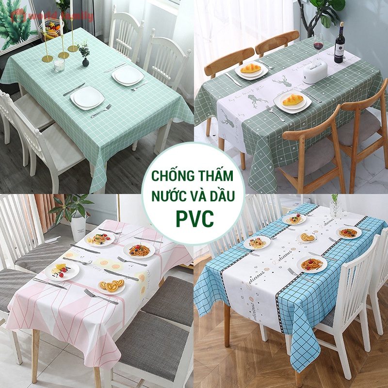 Khăn Trải Bàn Kẻ Caro Nhựa PVC Chống Thấm Nước Khăn Decor Phông Nền Chụp Ảnh