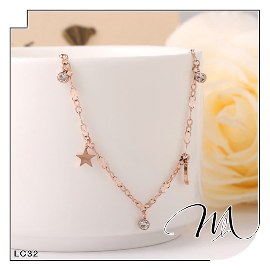 Lắc chân nữ xinh Titan không gỉ dây xoắn hình trăng sao xen kẽ độc đáo - Măng’s House LC32