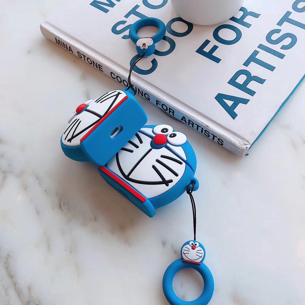 Ốp bọc bảo vệ hộp sạc tai nghe không dây for Apple AirPods1/2 kiểu dáng Doraemon dễ thương