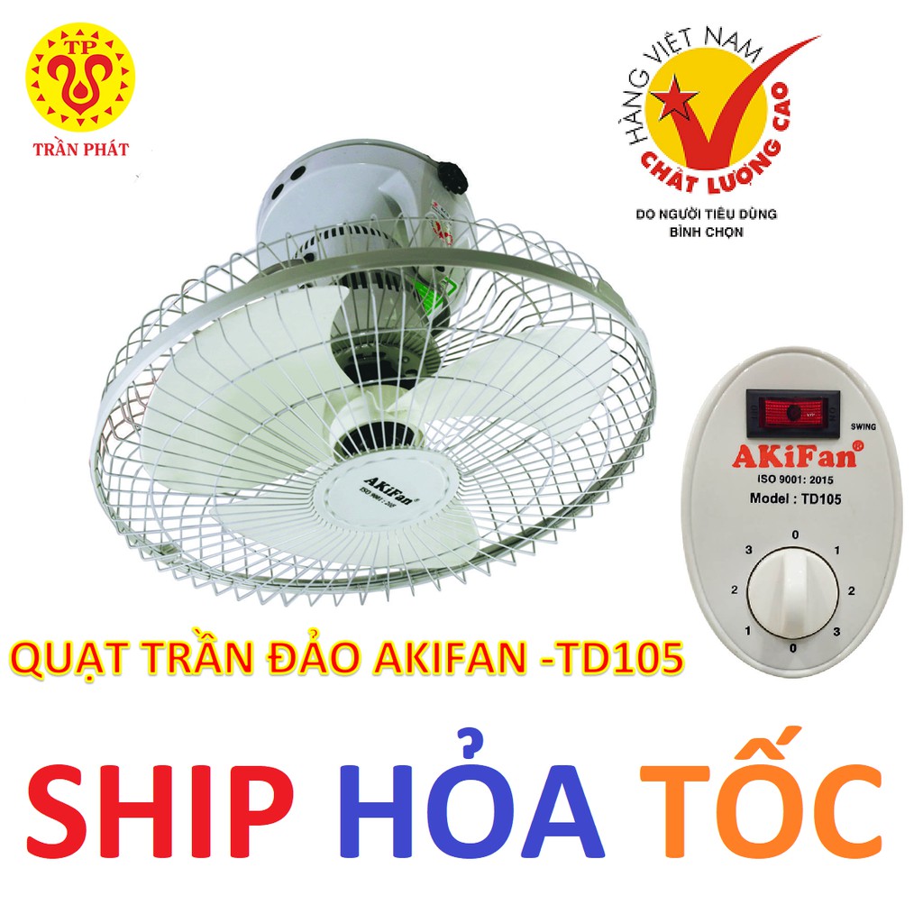 Quạt trần đảo Akifan Hàng VN CLCcánh 40cm 60w chuyển hướng điệnship hỏa tốc