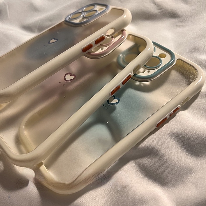 Ốp Điện Thoại Màu Gradient Họa Tiết Trái Tim Nhỏ Xinh Cho iPhone 12 13 14 11 Pro Max X Xs Max Xr