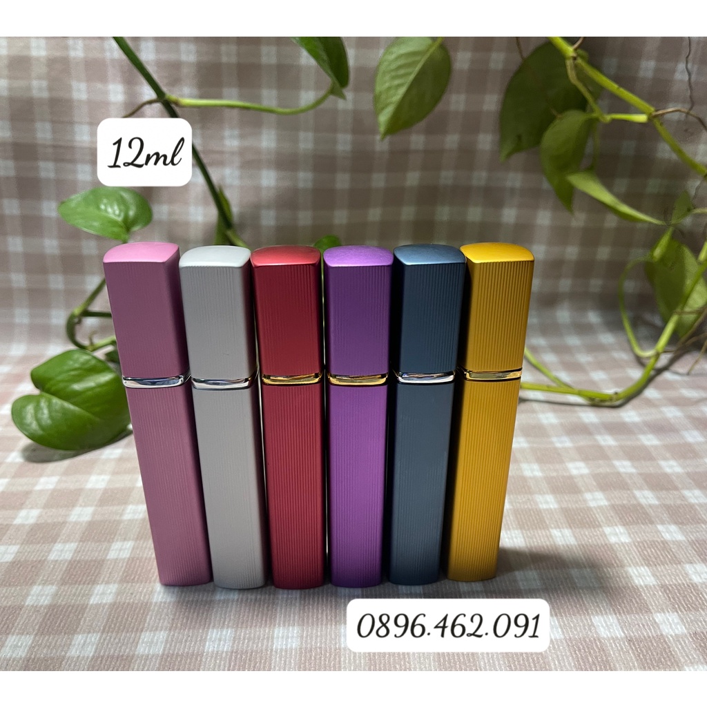 LỌ CHIẾT NƯỚC HOA 2 LỚP NHÔM SỌC VUÔNG 12ML