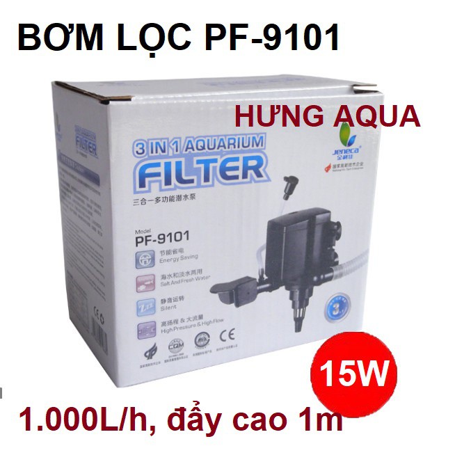 Bơm bể cá - bơm lọc hồ cá, máy bơm bể thủy sinh PF 9101/ 9102 / 9103 đa năng: bơm lọc, thổi oxy, tạo luồng nước