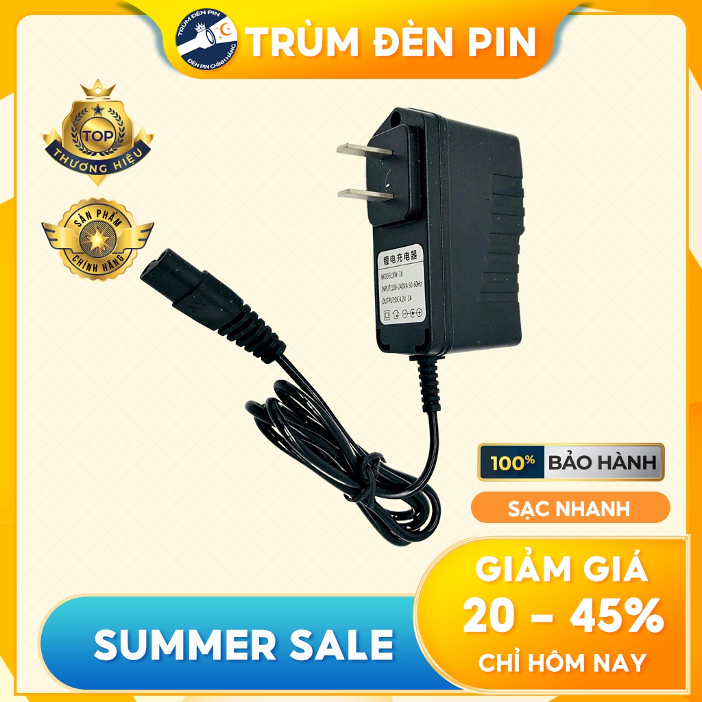 Sạc đèn pin 2 chấu 4.2V 1A sạc nhanh cao cấp dành cho đèn pin đội đầu