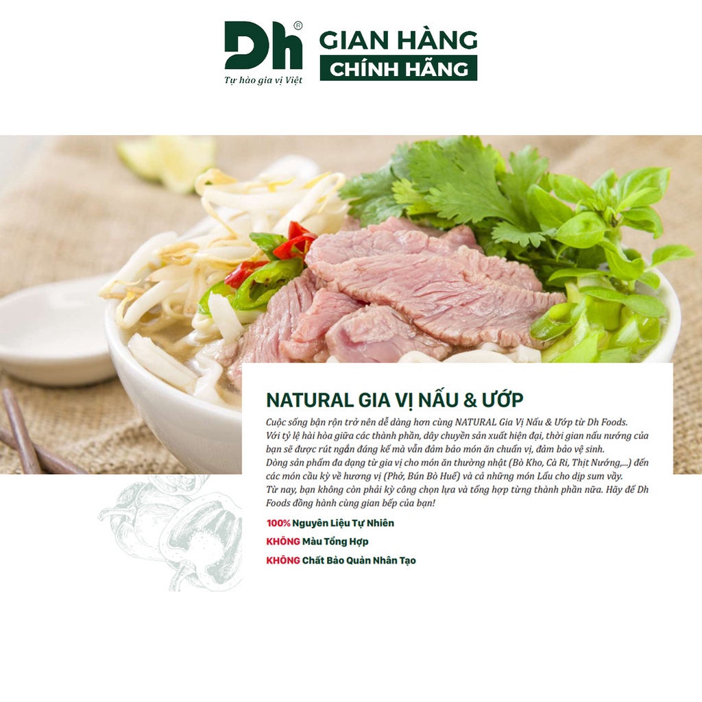 Gia vị nấu bò kho Natural DH Foods nêm sẵn thành phần tự nhiên gói 10gr - DHGVT85