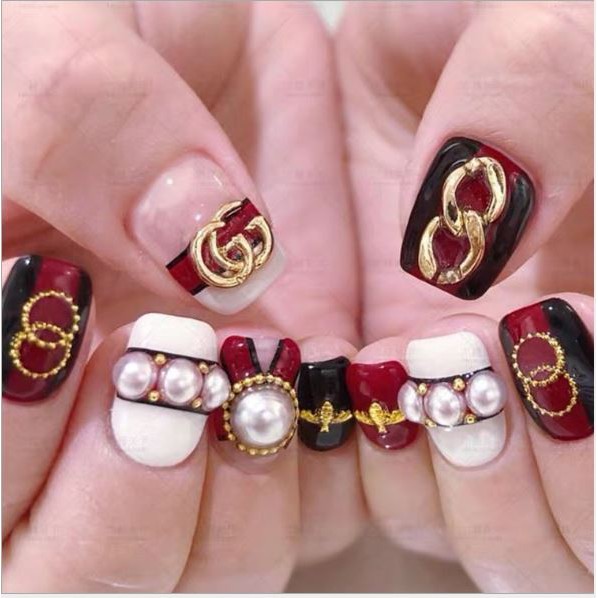 Túi 50 charm đính móng kim loại mẫu thương hiệu trang trí móng