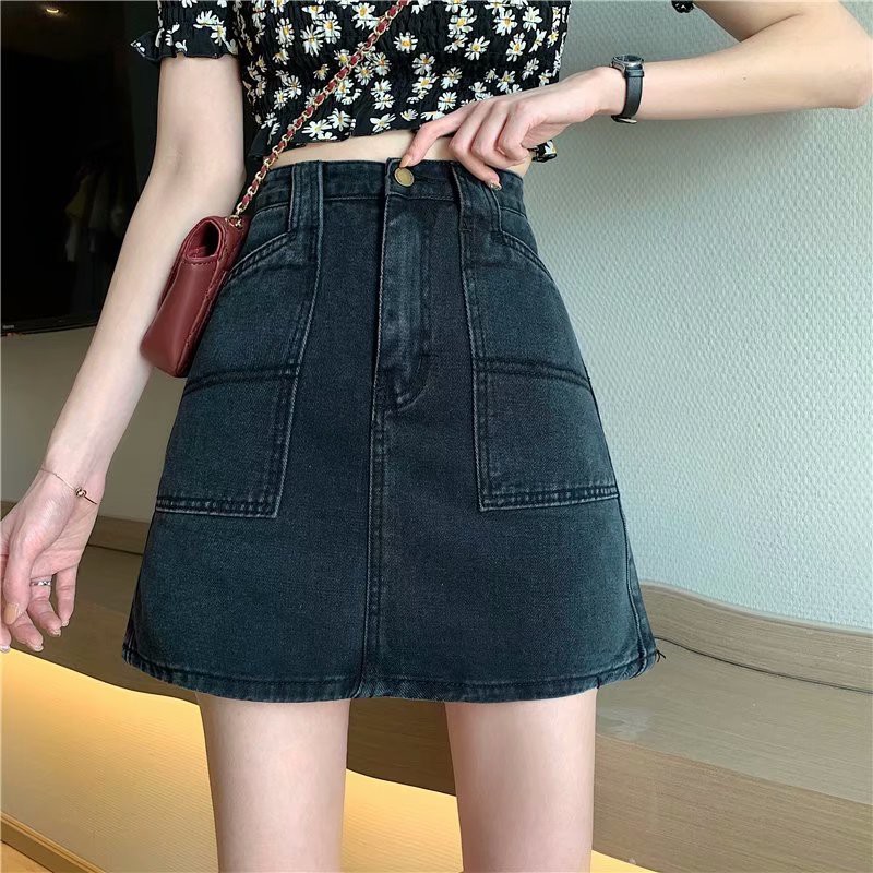 Chân Váy Chữ A Denim Lưng Cao Có Size Lớn 5XL