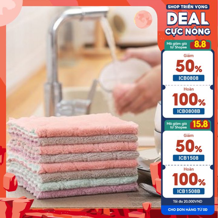 Khăn lau đa năng, Khăn lau bếp siêu thấm hút, siêu sạch sẽ, chất liệu vải tốt (25*15cm)