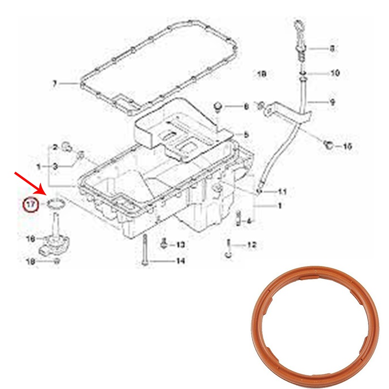 For-bmw E31 E39 E46 E65 323I Z8 Cảm biến mức dầu động cơ O-Ring 12611744292