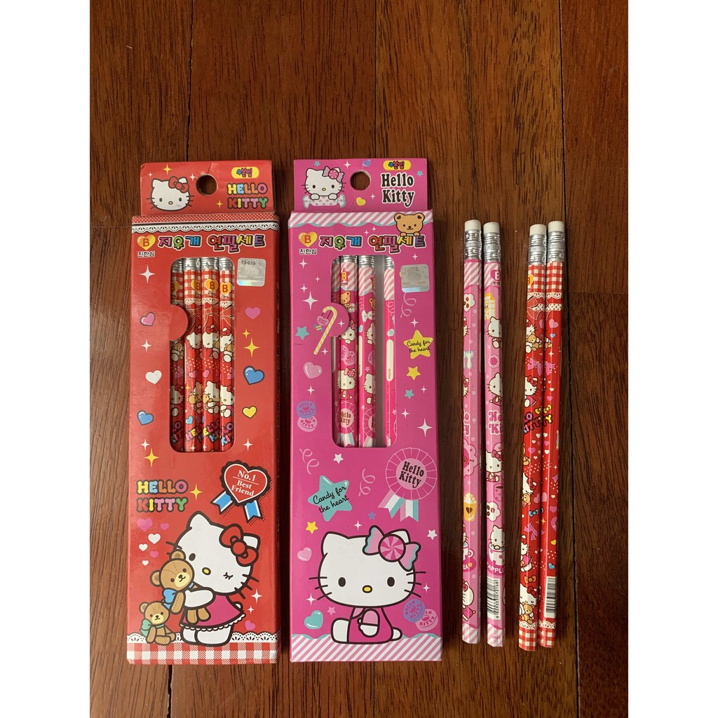 Hello Kitty Set 4 Bút Chì B Kèm Gôm Tẩy Phong Cách Hàn Quốc - Tg711