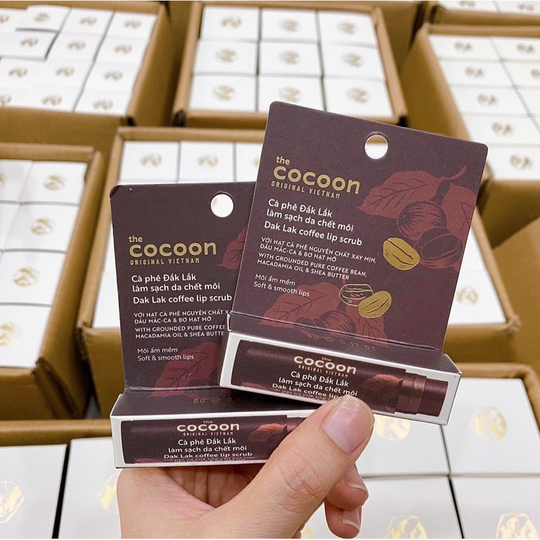 Cà phê Đắk Lắk Làm Sạch Da Chết Môi Cocoon Giúp Hồng Môi, Sạch Da Chết, Tẩy Da Chết Môi Cocoon