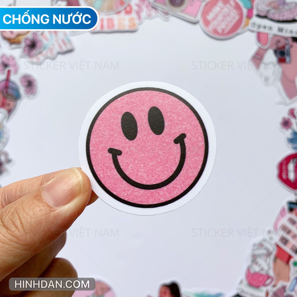 Sticker Dark Pink - hình dán màu hồng chống nước chống nắng dán trang trí nón bảo hiểm đàn guitar laptop vali