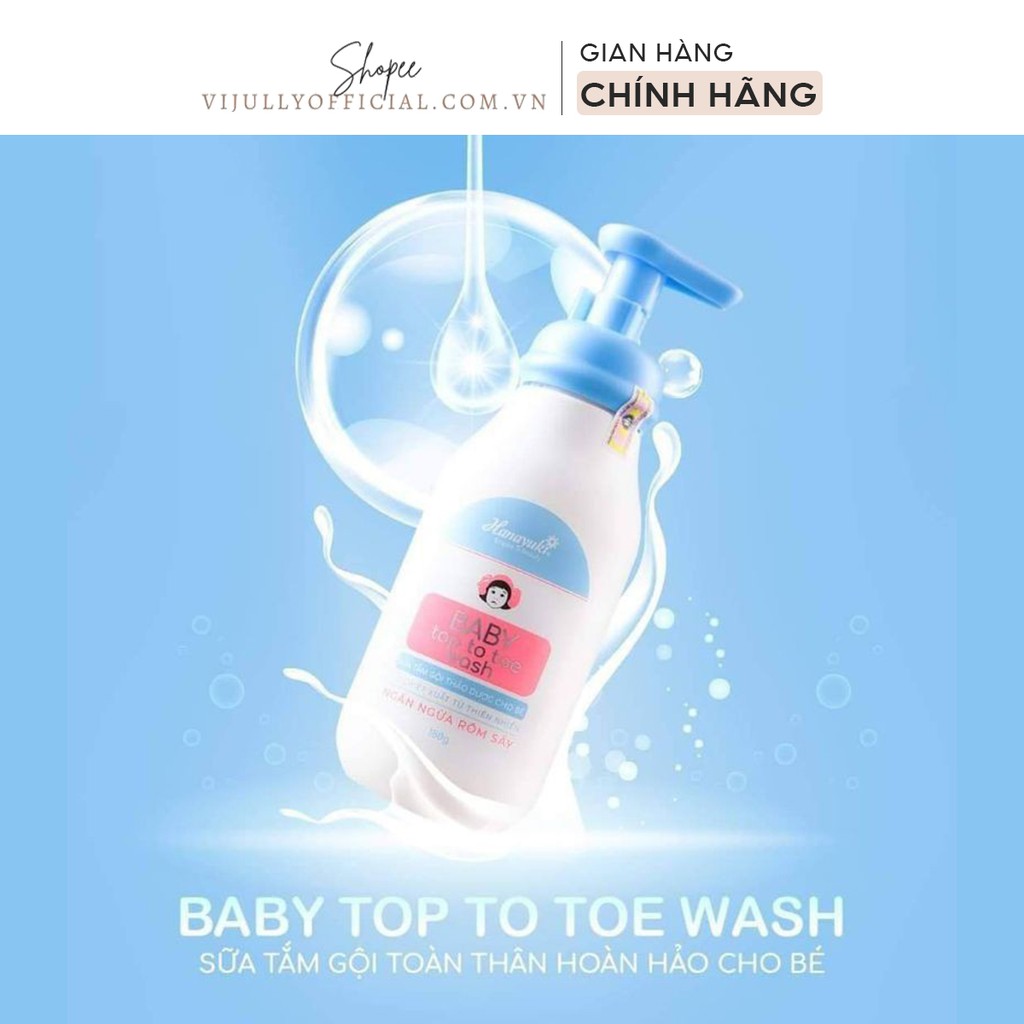 Sữa tắm gội thảo dược em bé Hanayuki Baby Top To Toe Wash ngừa rôm sẩy chính hãng 150gr