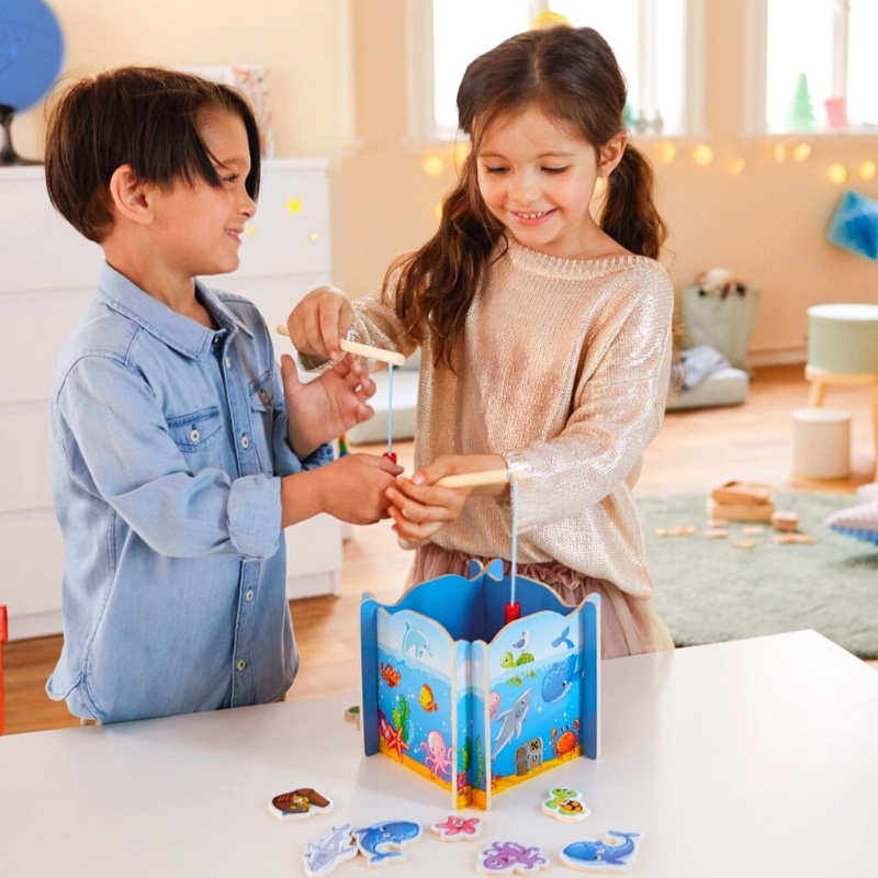 Đồ chơi câu cá gỗ (gồm 4 mảnh ghép hồ câu), bộ đồ chơi câu cá nam châm