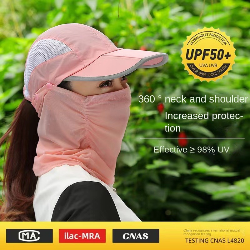 Mũ Chống Nắng Mùa Hè Chống Tia UV Có Màng Che Mặt Mới Có Thể Gấp Gọn Cho Nữ Hoạt Động Ngoài Trời
