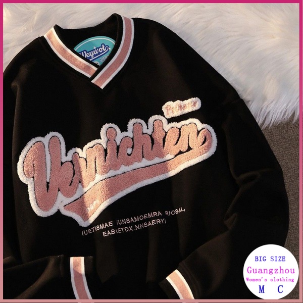 Áo thun Polo nữ cổ chữ V thêu chữ